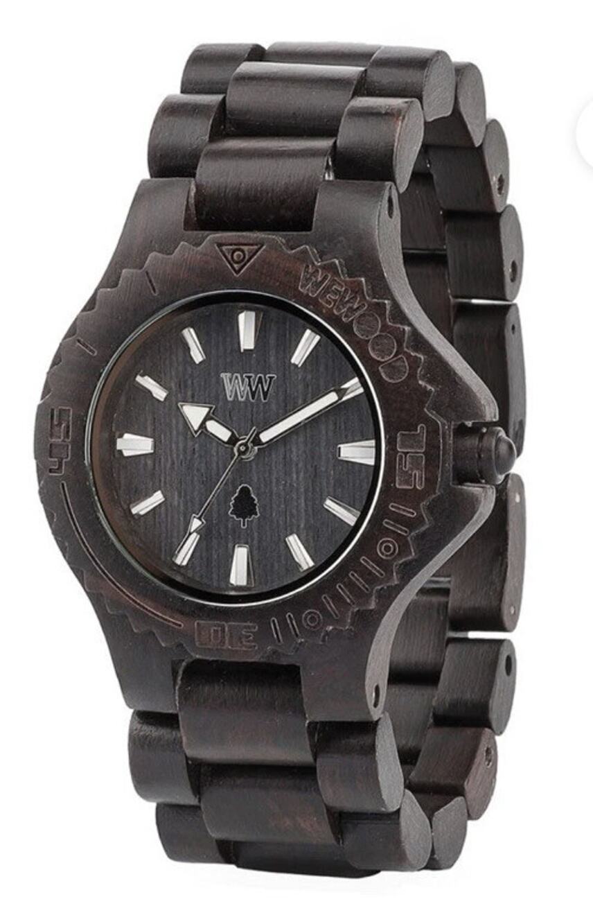 WEWOOD DATE BLACK WOODEN WATCH 100% NATURAL WOOD HYPOALLERGENIC BRAND NEW IN BOX